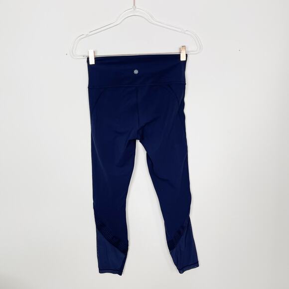 Athleta Side Stripe Salutation 7/8 Leggings Navy - Picture 2 of 10